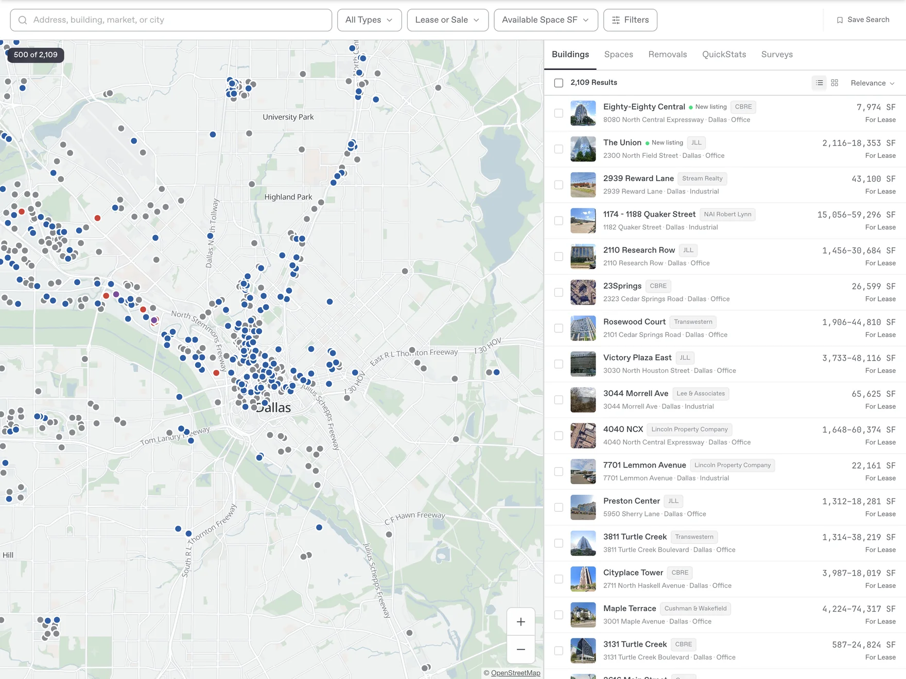Urbanum search. Dallas, 2,109 results